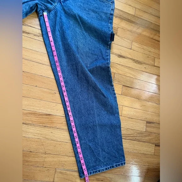 VTG Beverly Hills Polo Club Carpenter Jeans Blue Heavyweight Denim Workwear Y2K - Picture 10 of 13